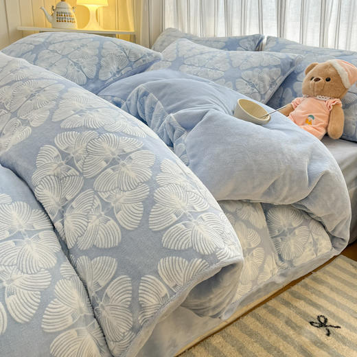 冬季【A类母婴级牛奶绒四件套】保暖加厚雕花加绒双面绒 防静电四件套 商品图12