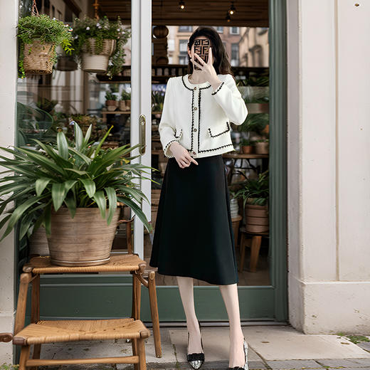 奢姿2024年秋季新款大码女装气质圆领套装胖妹妹时尚编织两件套9931952509 商品图4