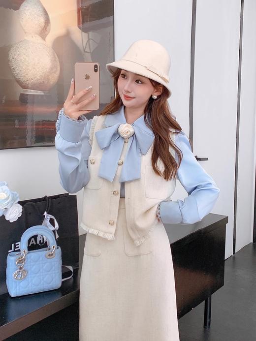 张心子【纽约日报】英伦范小香风马甲套装裙女秋冬上衣裙子两件套 U2409054 商品图2