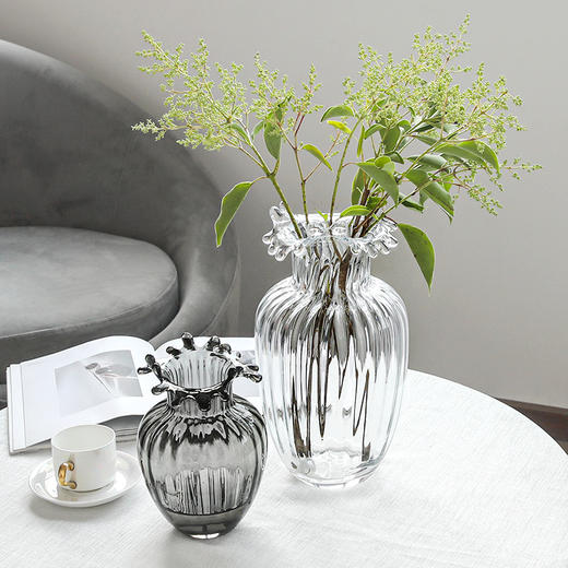 北欧简约现代冷纹质感小口透明玻璃花瓶花器插花装饰客厅家居摆件 商品图4