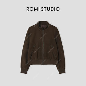 ROMI STUDIO“棕标甄选”轻量山羊正绒自然纹理收腰短皮衣 441P6020