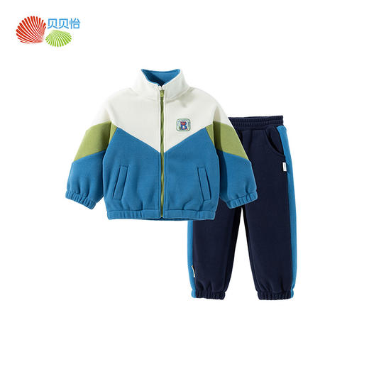 贝贝怡立领时尚双面绒男童套装秋新款儿童卫衣卫裤ZB3DT028 商品图4