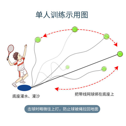 亲子网球训练器单人打带线回弹自练神器初学者一个人网球拍儿童套装 商品图4