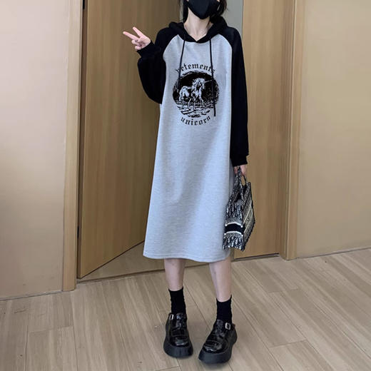 裁缝学苑AQ357长款卫衣裙纸样女装新款连帽插肩袖长袖过膝连衣裙版型 商品图4