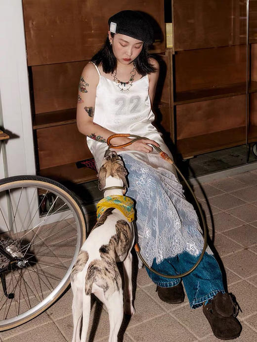 蕾丝醋酸拼接球服连衣裙 商品图0