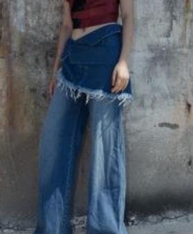 R-WEiCHENGLU 24020815 西装领解构水洗牛仔裤