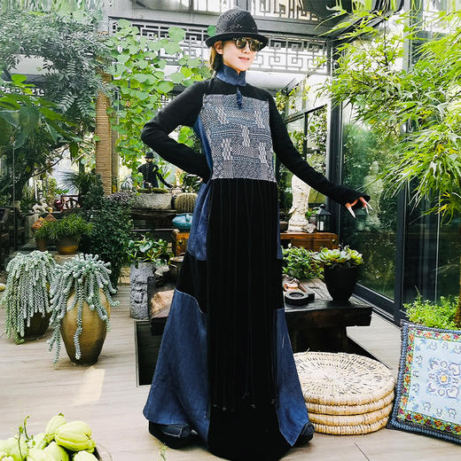 天路印花拼接礼服连衣裙 | 杨丽萍老师同款 | 经典款 商品图1