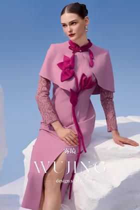 4202048 烟花粉黛 高级亮丝斜纹连衣裙 雾境