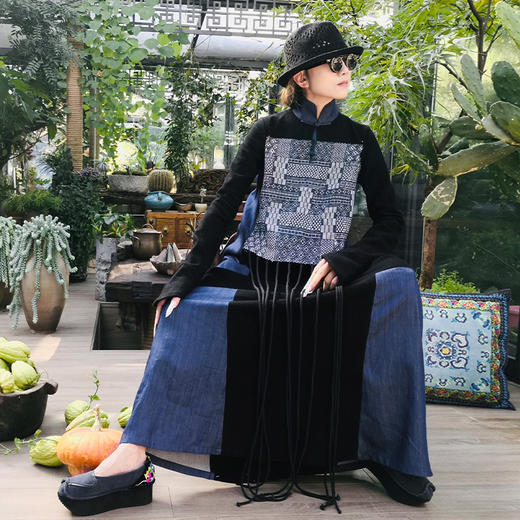 天路印花拼接礼服连衣裙 | 杨丽萍老师同款 | 经典款 商品图0