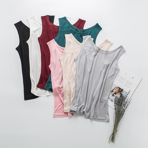 ARN-Y009真丝背心女桑蚕丝针织吊带大码女士夏季宽松无袖透气打底内搭上衣 商品图0