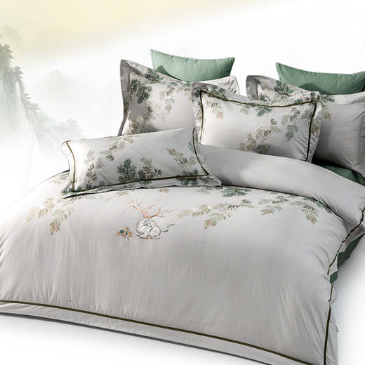 多喜爱山海经 60S贡缎磨绒四件套 鹿松和鸣 商品图3