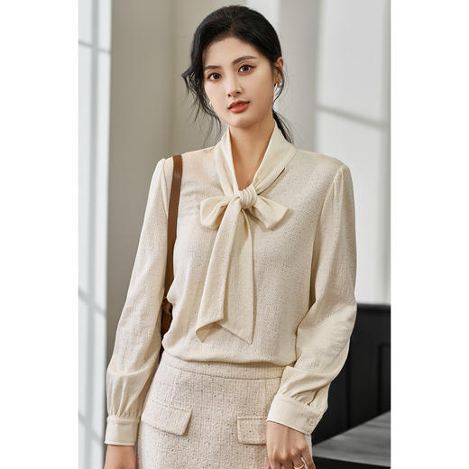 米思阳2025秋季新款通勤百搭设计感衬衫重工提花肌理感上衣女4265 商品图2