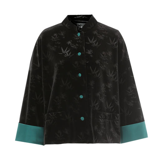 EITIE爱特爱秋季新款时尚复古新中式暗纹撞色拼接外套C2403410 商品图7