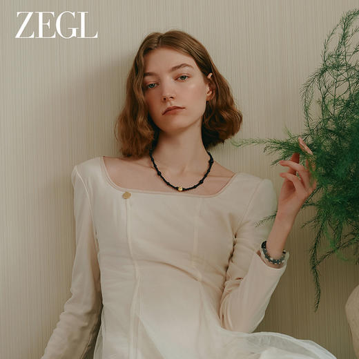ZEGL设计师落日鎏金系列黑玛瑙项链女款2024新款轻奢小众串珠配饰 商品图3