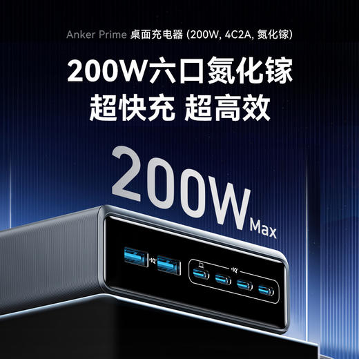 【新品】Anker安克Prime桌面充电器200W大功率氮化镓插座4C2A带usb接口插线板插排多设备兼容 A2683P41 商品图7