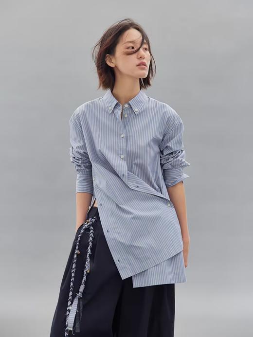 步履不停/4C11206C/初秋竖条纹休闲纯棉衬衫上衣外套 商品图0