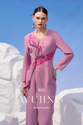 4202042 烟花粉黛 高级亮丝斜纹.进口双色亮片连衣裙 雾境