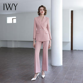 IWY/秋粉色西装套装女高级感职业正装修身两件套工作服面C14216+P34216