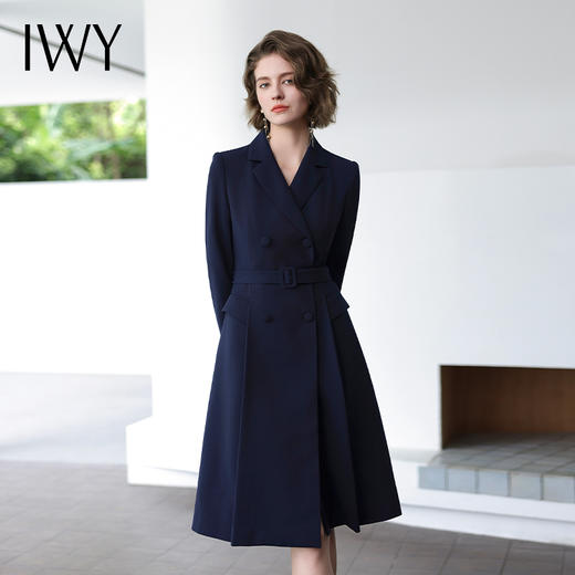 IWY/时尚气质藏青色连衣裙女修身职业售楼部工装秋冬新工作服Q14315-ZL 商品图2