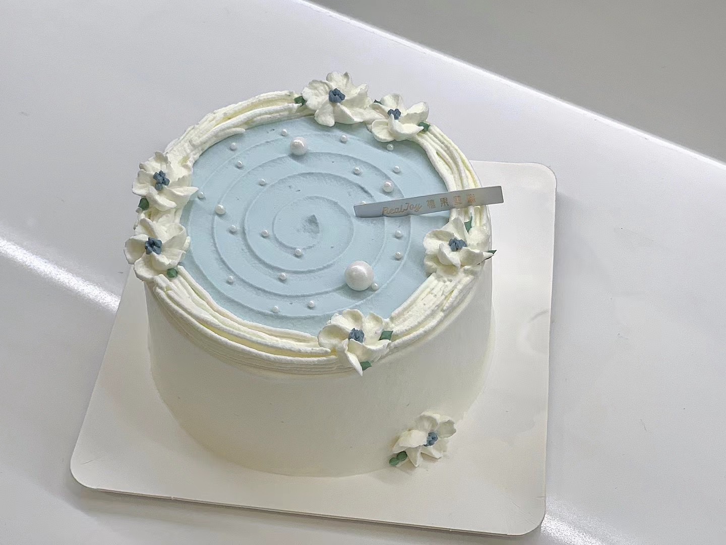 韩式蓝色系珍珠蛋糕