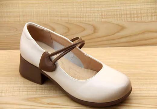 豪行2023年春23130081复古浅口皮鞋方根单鞋中跟时尚真皮 商品图0