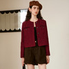 OLrain欧芮儿红色小香风短外套女秋季2024年新款通勤复古圆领上衣 商品缩略图3