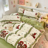 占姆士奥莱款【牛奶绒四件套】秋冬加厚小清新法莱绒床单 床笠被套三件套 床上用品 商品缩略图6