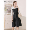 勿忘花黑色气质拼接时尚连衣裙女2024秋季新款假两件收腰显瘦裙子 商品缩略图3