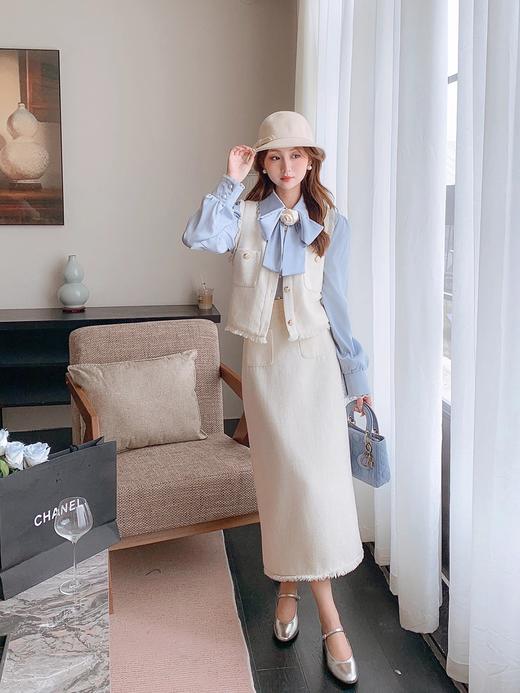 张心子【纽约日报】英伦范小香风马甲套装裙女秋冬上衣裙子两件套 U2409054 商品图9