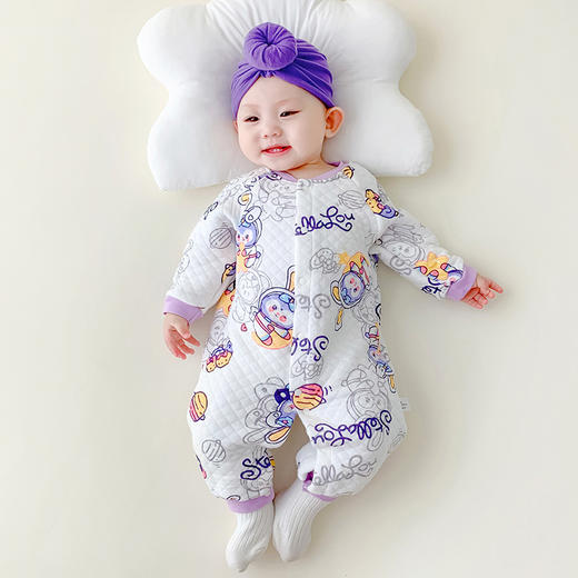 【亲肤柔软，透气舒适，内里夹棉，厚实保暖】初生婴儿衣服秋冬季 宝宝冬装夹棉连体衣 保暖加厚新生儿哈衣爬服潮款-QQ 商品图13