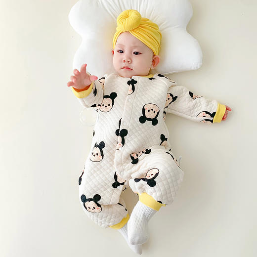 【亲肤柔软，透气舒适，内里夹棉，厚实保暖】初生婴儿衣服秋冬季 宝宝冬装夹棉连体衣 保暖加厚新生儿哈衣爬服潮款-QQ 商品图10