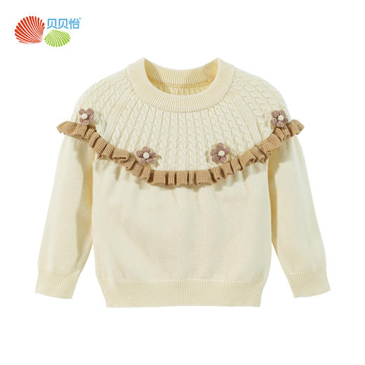 2024秋冬新款女童针织毛衣中小童圆领线衫复古立体花纹针织衫ZB3DS058 商品图4