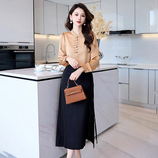 法式花边时髦减龄衬衫，高级感气质半身裙优雅两套装HR-HBLJRA766-6 商品图1