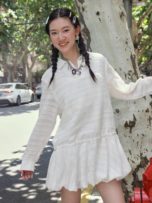 两穿学院风POLO花苞连衣裙 商品图0