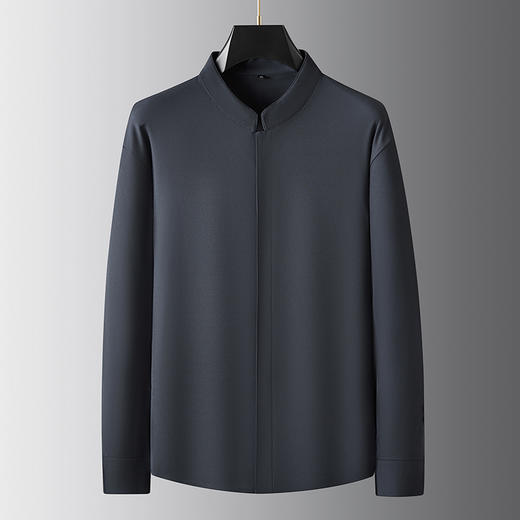 【暗门襟】【新款DDA】大依优型大码长袖衬衫立领加肥加大肥佬休闲商务宽松透气上衣 商品图0