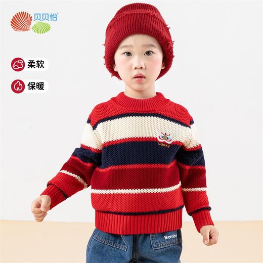 纯棉撞色儿童毛衣2024年春秋新款男中小童时尚针织衫洋气线衫ZB3DS056 商品图0