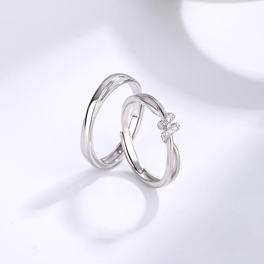 Winy925纯银爱意交织对戒送女友闺蜜节日生日礼物 商品图2