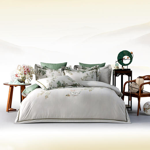 多喜爱山海经 60S贡缎磨绒四件套 鹿松和鸣 商品图0