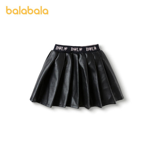 巴拉巴拉童装女童短裙甜酷时髦仿皮裙秋冬百褶裙儿童宝宝裙子洋气 商品图1