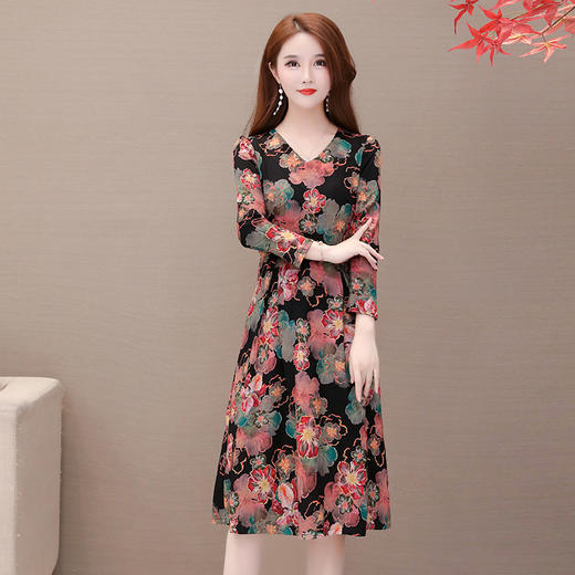 时尚连衣裙印花裙，中长款A字裙QYM-LRX-20966-Y 商品图0