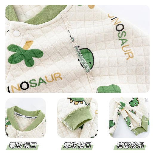 【亲肤柔软，透气舒适，内里夹棉，厚实保暖】初生婴儿衣服秋冬季 宝宝冬装夹棉连体衣 保暖加厚新生儿哈衣爬服潮款-QQ 商品图1