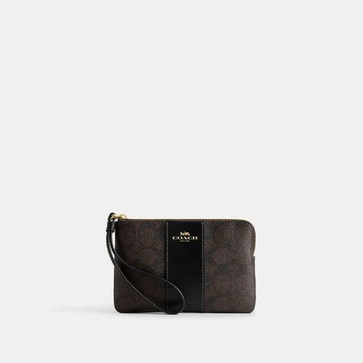 【自营】coach/蔻驰  Corner Zip Wristlet 签名帆布条纹手拿包 CW854 IMXAQ 商品图4