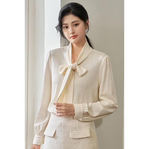 米思阳2025秋季新款通勤百搭设计感衬衫重工提花肌理感上衣女4265 商品图1