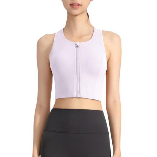 新款抗菌运动内衣女防震高强度跑步瑜伽背心裸感前拉链文胸 YNWX32-23 商品图4