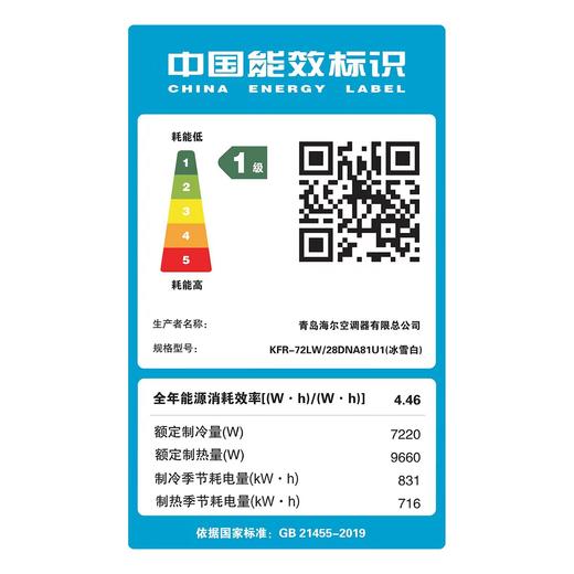 海尔/空调/KFR-72LW/28DNA81U1(冰雪白)套机 商品图1