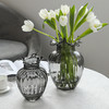 北欧简约现代冷纹质感小口透明玻璃花瓶花器插花装饰客厅家居摆件 商品缩略图1