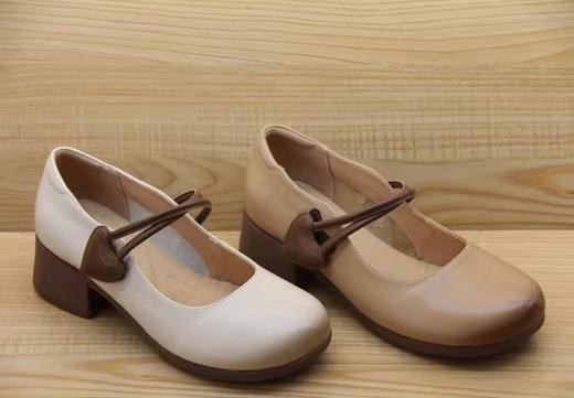 豪行2023年春23130081复古浅口皮鞋方根单鞋中跟时尚真皮 商品图3