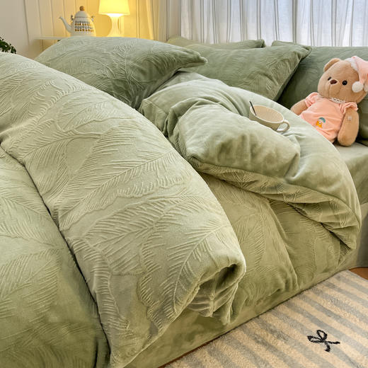 冬季【A类母婴级牛奶绒四件套】保暖加厚雕花加绒双面绒 防静电四件套 商品图7