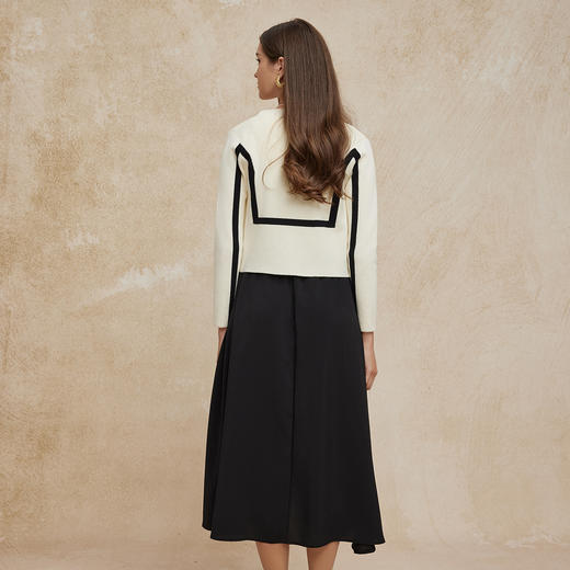 PG637斯尔丽2024新款小香风开衫搭配无袖连衣裙真两件撞色套装针织裙 商品图1