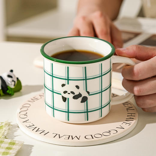 摩登主妇mototo熊猫马克杯女家用杯子宿舍用高颜值水杯可爱陶瓷杯 商品图3